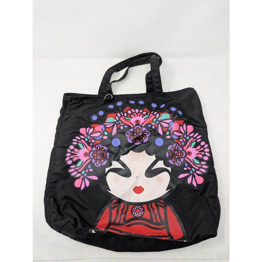 Vivienne Tam Black Graphic Geisha Tote Bag